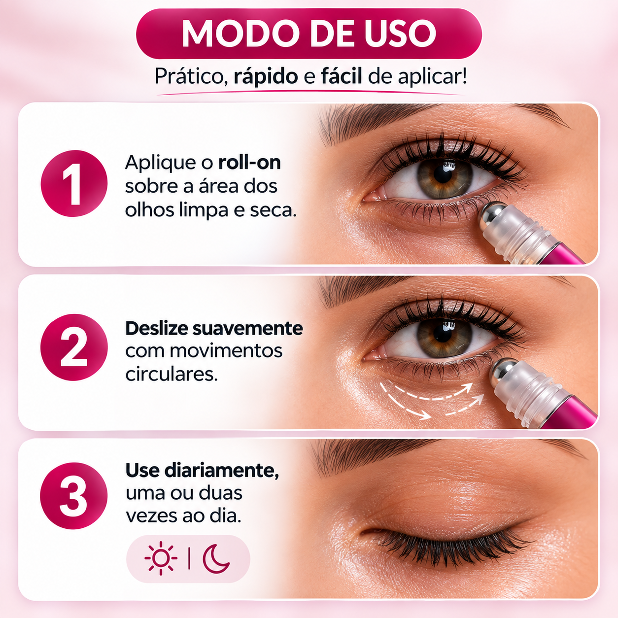 Mulher aplicando sérum para a área dos olhos